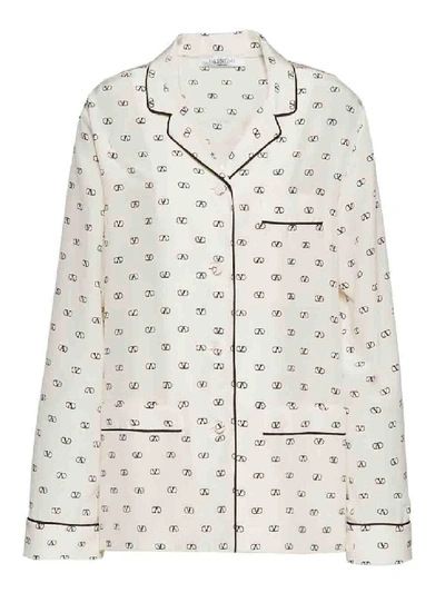 Shop Valentino White Women's Mini Logo Pajama Blouse