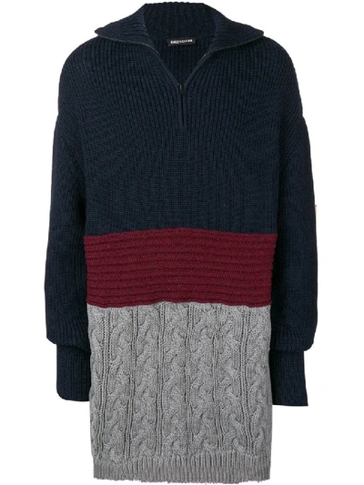 Shop Balenciaga Multicolor Men's Mixed Wool And Cotton Sweater In Black