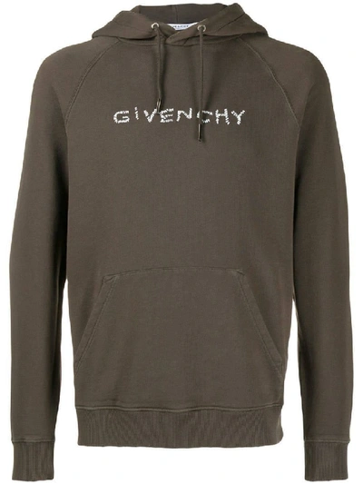 Shop Givenchy Grey Men's Charcoal Logo Hoodie