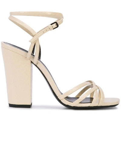 Shop Saint Laurent Neutral Women's Crisscross Strap Sandals In Neutrals