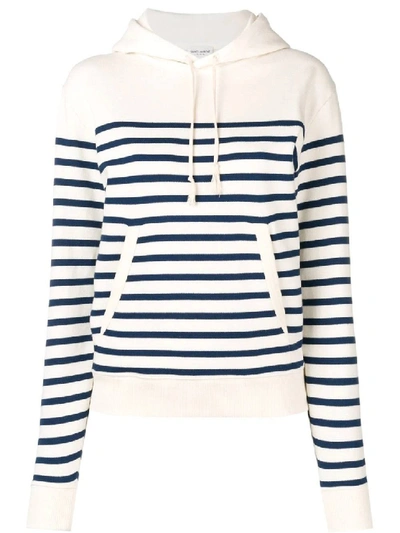 Shop Saint Laurent Multicolor Women's Horizontal Striped Hoodie In White