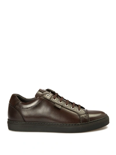 Shop Brioni Leather Sneaker In Black