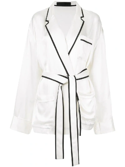 Shop Haider Ackermann White Women's Satin Pyjama Shirt