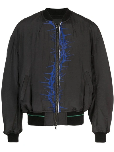 Shop Haider Ackermann Black Men's Silk Bomber Jacket