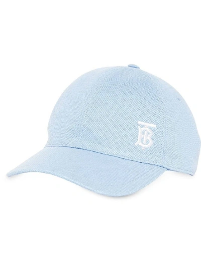 Shop Burberry Blue Women's Blue Monogram Baseball Cap