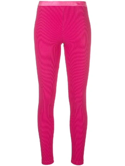 Shop Off-white Pink Women's Logo Ribbed Leggings