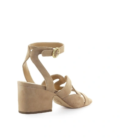 Shop Michael Kors Annalee Mid Beige Suede Sandal In Neutrals