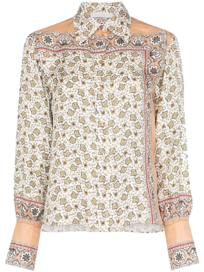 Shop Chloé Multicolor Women's Floral Paisley Print Silk Shirt In Neutrals