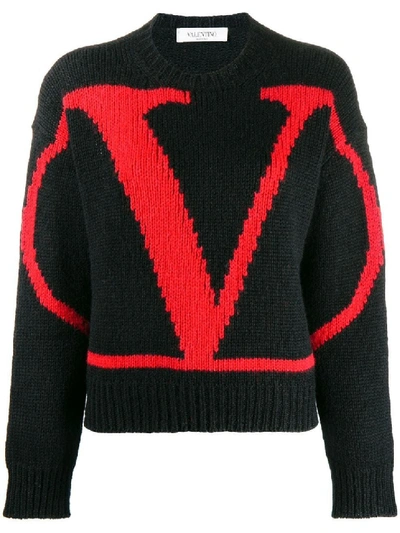 Shop Valentino Black Women's V Logo Jumper