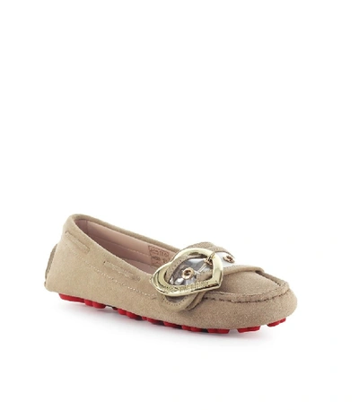 Shop Love Moschino Pink Suede Moccasin