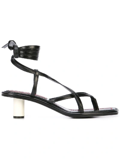 Shop Proenza Schouler Black Women's Strappy Mid Heel Sandals