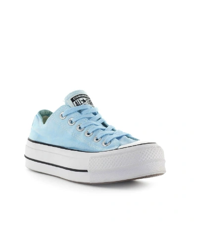 Shop Converse All Star Chuck Taylor Ox Light Blue Platform Sneaker In White