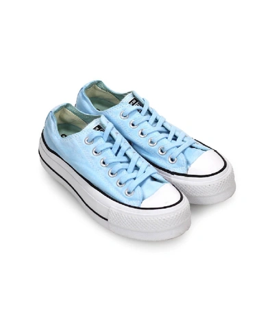 Shop Converse All Star Chuck Taylor Ox Light Blue Platform Sneaker In White