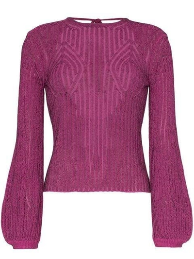 Shop Chloé Purple Women's Tie Back Knitted Top In Pink