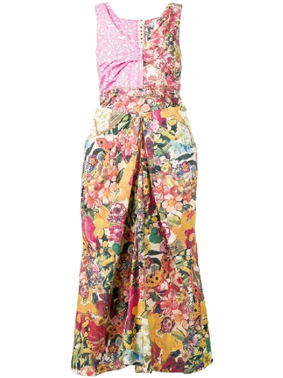 Shop Marni Multicolor Women's Long Patch Dress In Neutrals