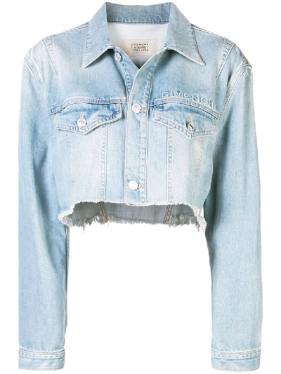 Shop Givenchy Blue Women's Cropped Denim Jacket In White