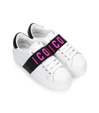 Shop Dsquared2 White Fuchsia Icon Sneaker