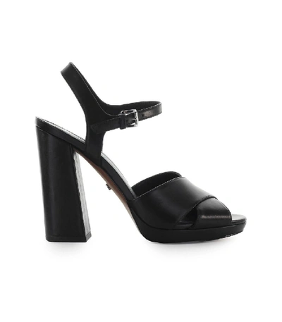 Shop Michael Kors Alexia Platform Black Leather Sandal