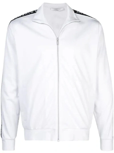Shop Givenchy White Men's Ticker Sleeve Logo Zip Up Track Jacket