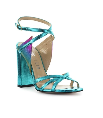 Shop Marc Ellis Light Blue Multicolored Leather Sandal