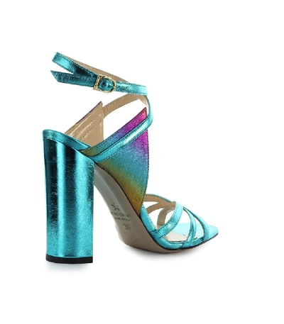 Shop Marc Ellis Light Blue Multicolored Leather Sandal