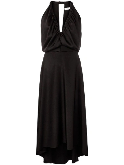 Shop Chloé Black Women's Draped Flared Midi Dress