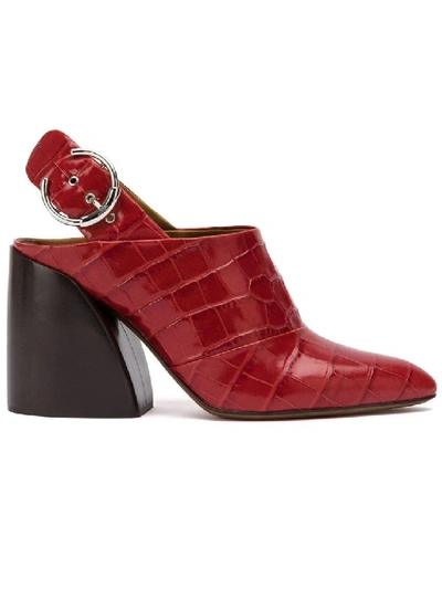 Shop Chloé Red Women's Pointed Slingback Mules