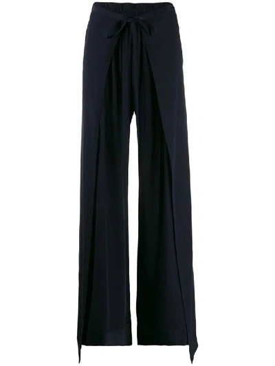 Shop Chloé Blue Women's Wrap-effect Trousers In Black