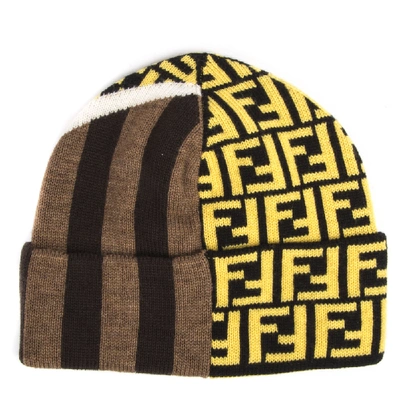 Shop Fendi Multicolored Wool Hat With Monogram In Black