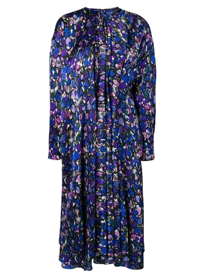 Shop Balenciaga Purple Women's Pulled Print Dress In Black