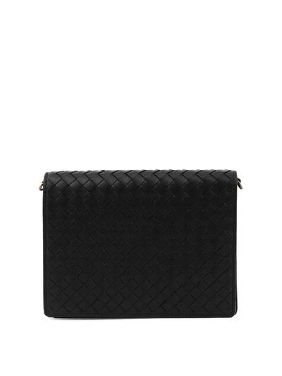 Shop Bottega Veneta Intrecciato Leather Black Chain Wallet