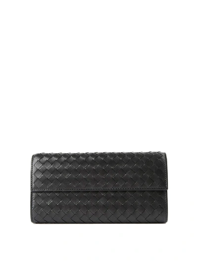 Shop Bottega Veneta Woven Nappa Wallet In Black