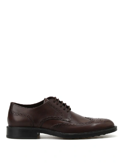 Shop Tod's Semiglossy Leather Derby Brogues In Black