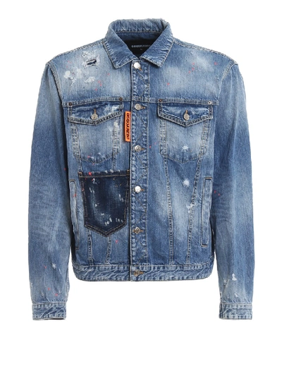 Shop Dsquared2 Rave On Denim Oversized Jacket In Blue