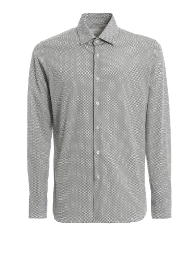 Shop Prada Printed Stretch Poplin Cotton Shirt In Grey