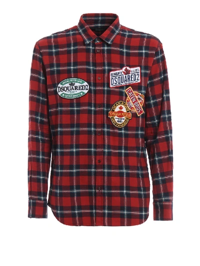 Shop Dsquared2 Tartan Shirt With Logo Patches In Black