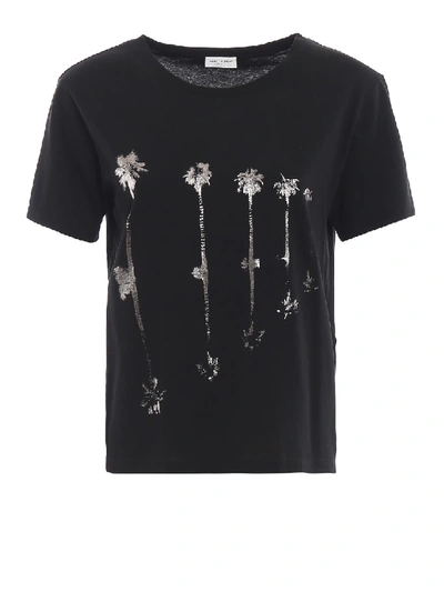 Shop Saint Laurent Palms In The Dark T-shirt In Black