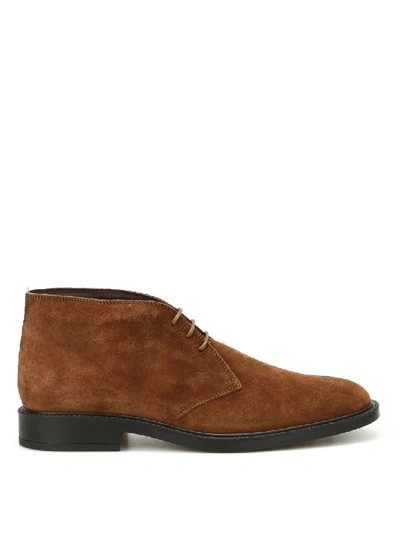Shop Tod's 45a Suede Desert Boots In Brown