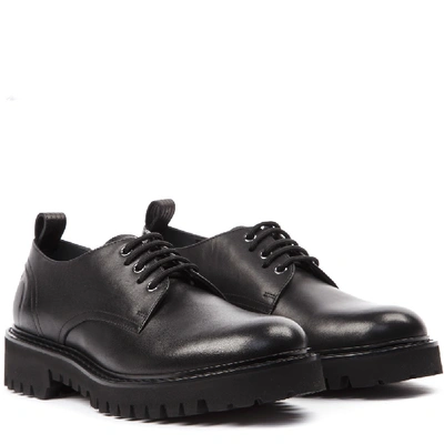 Shop Valentino Black Derby Laced Leather Shoes