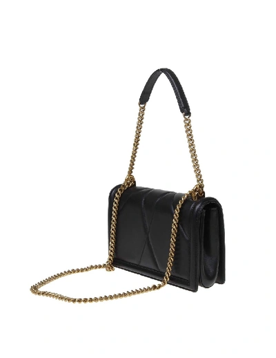 Shop Dolce & Gabbana Medium Devotion Bag In Nappa Matelassé Color Black