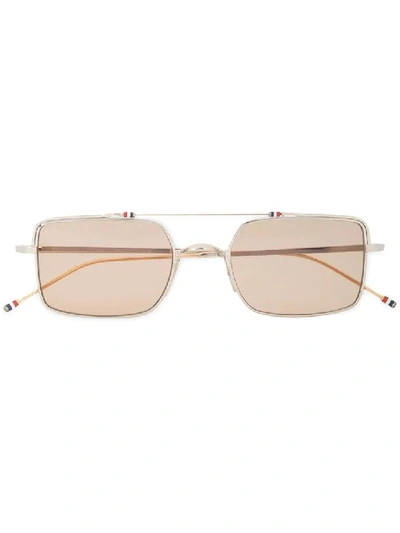 Shop Thom Browne Brown Men's Square Aviator Sunglasses In Neutrals