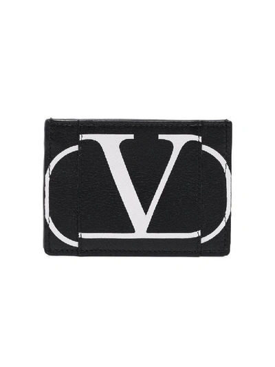 Shop Valentino Black Men's  Garavani Logo Print Cardholder