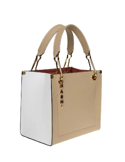 Shop Marni Leather Hand Bag In Neutrals