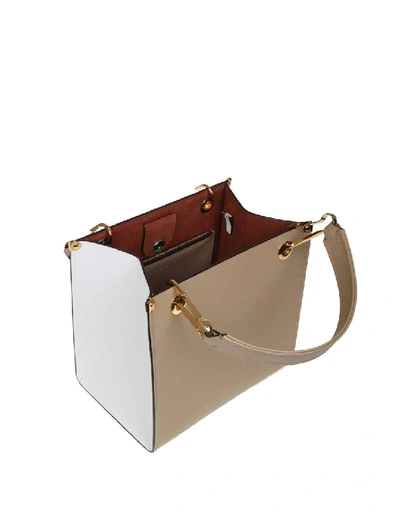 Shop Marni Leather Hand Bag In Neutrals