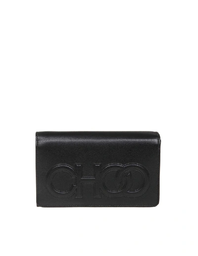 Shop Jimmy Choo Pochette Sonia In Nappa Color Black