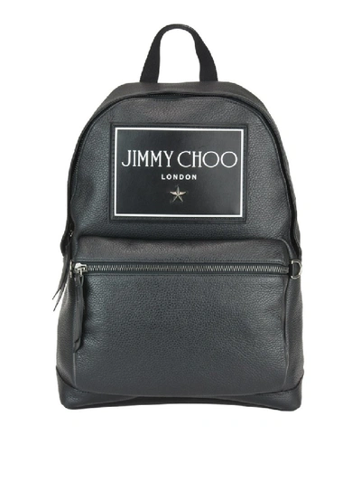 Shop Jimmy Choo Wilmer Maxi Logo Patch Leather Backpack In Grey