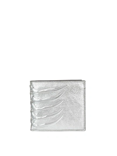 Shop Alexander Mcqueen Silver Leather Wallet In White
