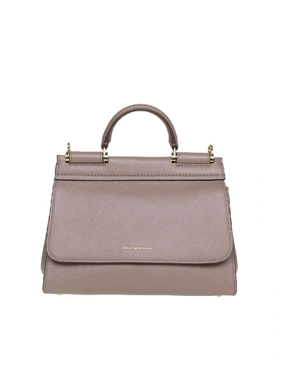 Shop Dolce & Gabbana Small Soft Sicily Bag In Calf Leather In Grey