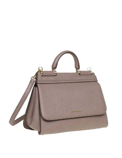 Shop Dolce & Gabbana Small Soft Sicily Bag In Calf Leather In Grey