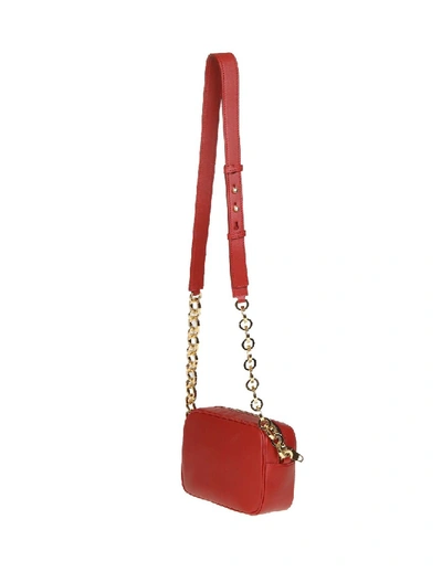 Shop Balmain Shoulder Bag B-room Case In Bordeaux Leather In Red